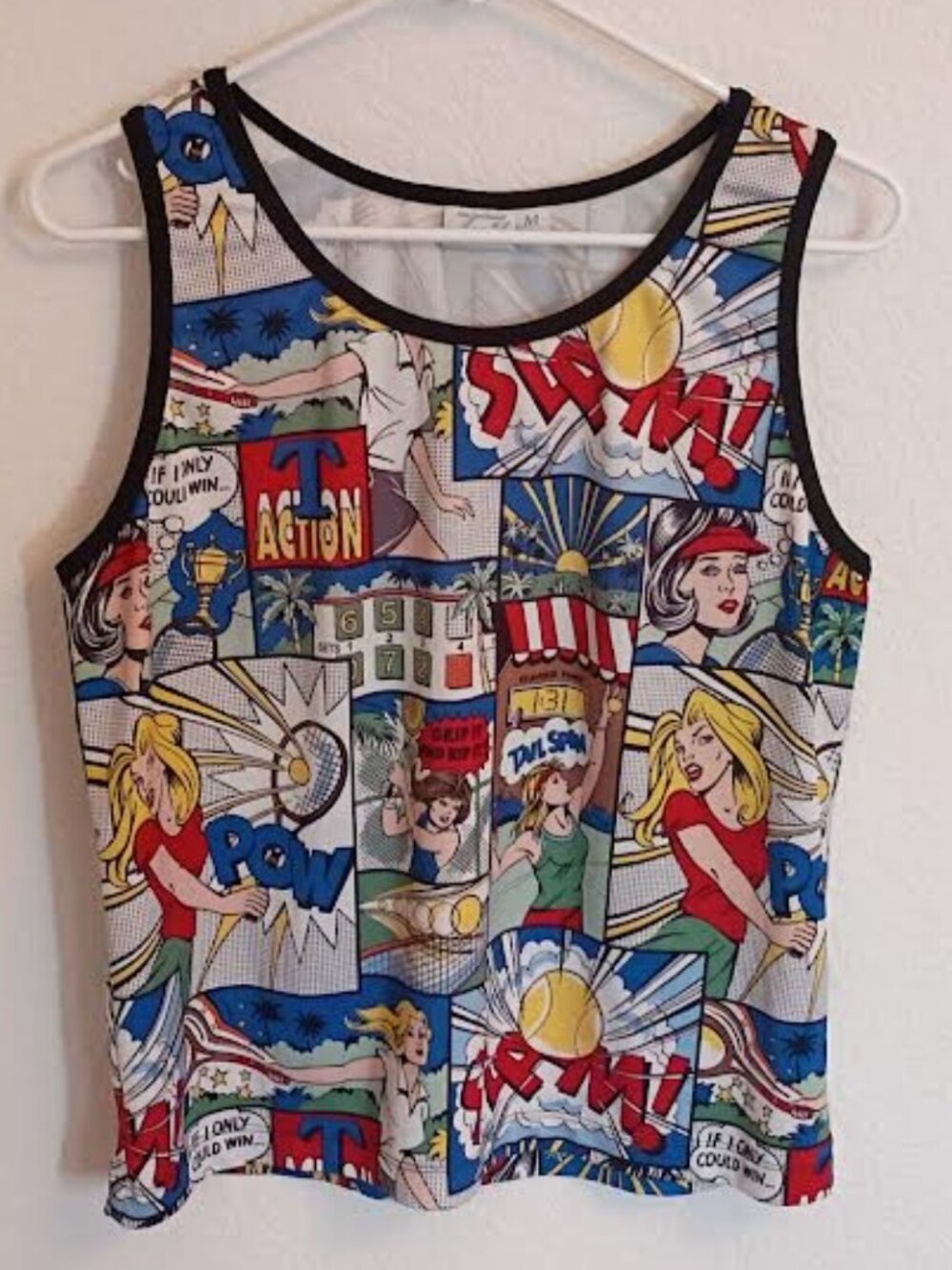TAIL WOMEN'S TENNIS TOP SLEEVELESS COMIC CARTOON SIZE MEDIUM POLYESTER LYCRA